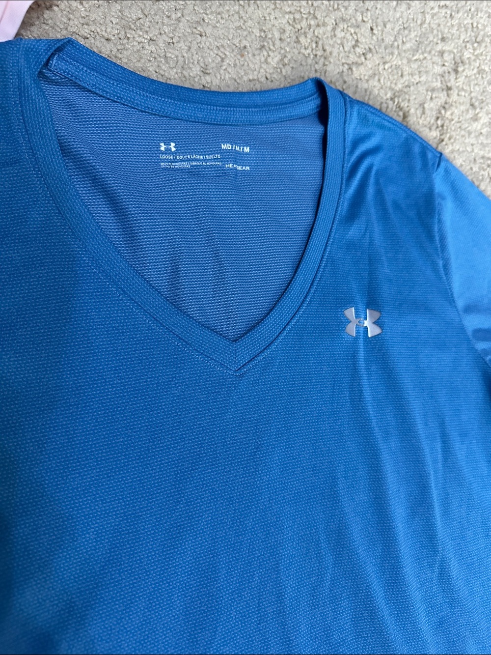 Under Armour Women's V-Neck Performance Tees - Light Pink & Teal Blue - Picture 3 of 6
